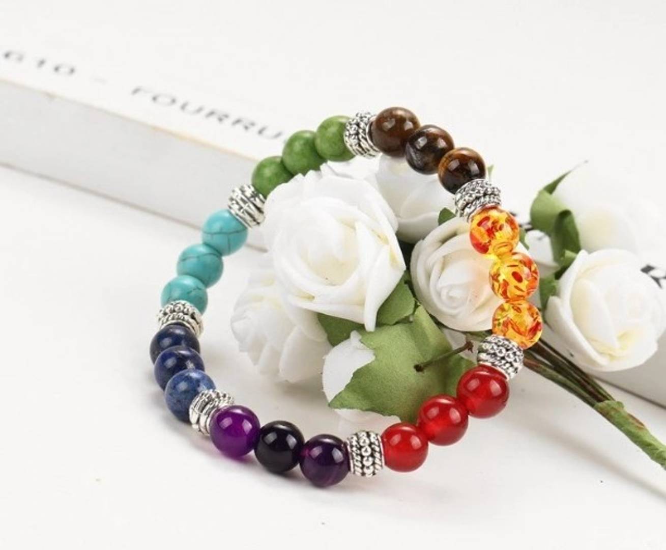 7 Chakra Healing Crystals Bracelet - silver edition