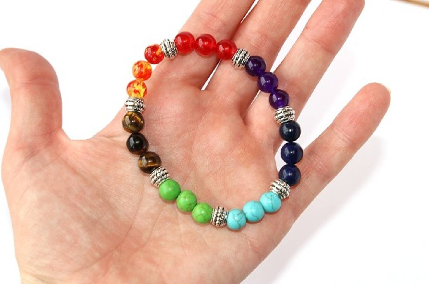 7 Chakra Healing Crystals Bracelet - silver edition