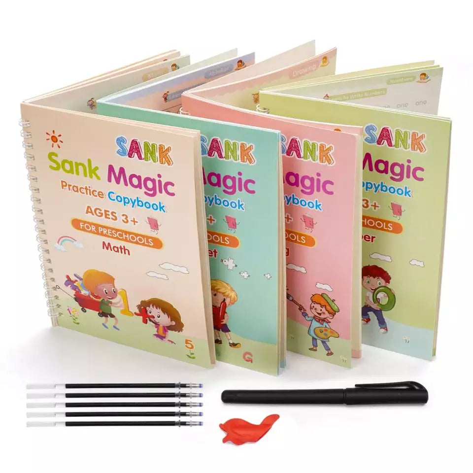 ���Magic Practice Book || Buy 1 Set & Get 1 Set FREE ( 8 Book + 20 Refill+2 Pen+2 Grip ) + FREE Learning 2000+ pages PDF worksheet for kids