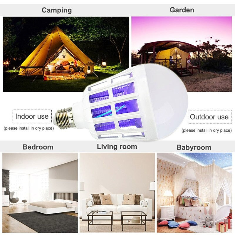 220V E27 UV LED Bulb 9W Mosquito Killer Lamp 2 In 1 Mosquito Trap Insect Killer Light Bulb Fly Bug Zapper Night Light For Baby