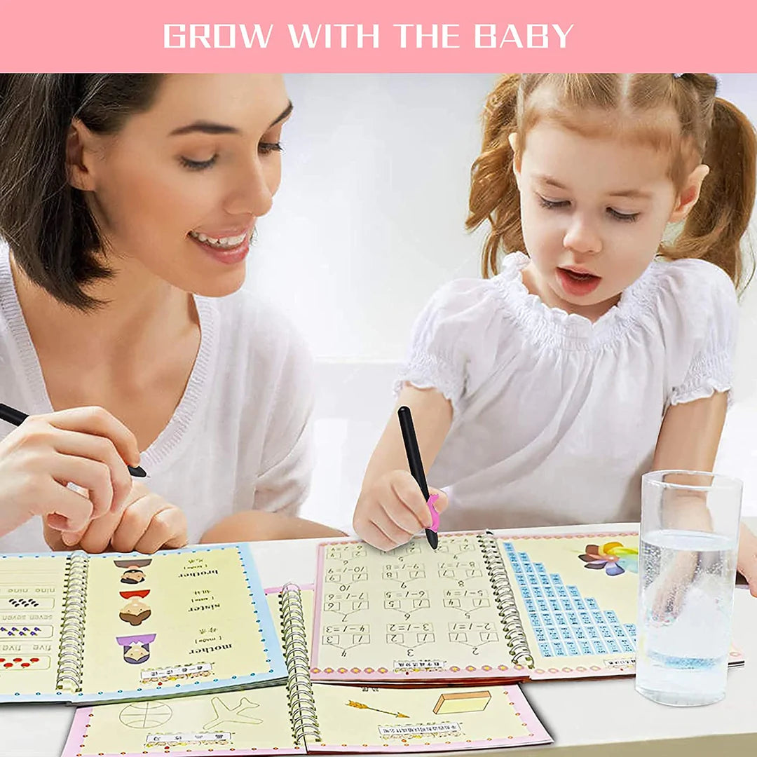 ���Magic Practice Book || Buy 1 Set & Get 1 Set FREE ( 8 Book + 20 Refill+2 Pen+2 Grip ) + FREE Learning 2000+ pages PDF worksheet for kids