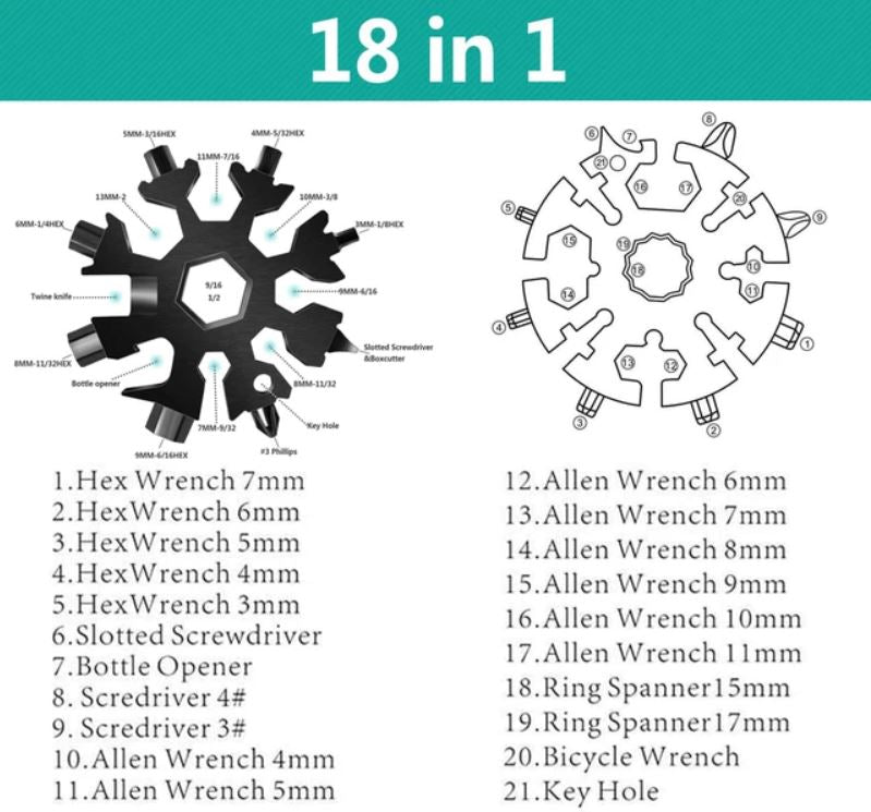 18 in 1 Multi-Purpose Snowflake Shaped Stainless Steel Screwdriver Tool