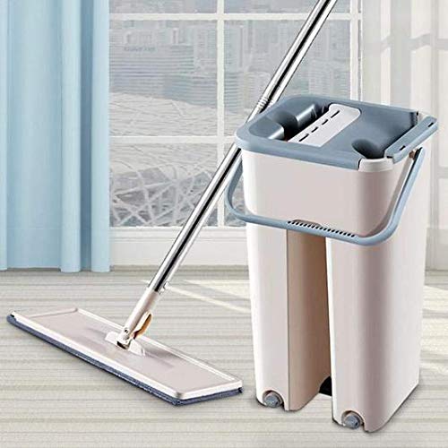 360�� Rotatable Flat Mop and Bucket System for Floor Cleaning with 2 Washable Microfiber Mops Pads