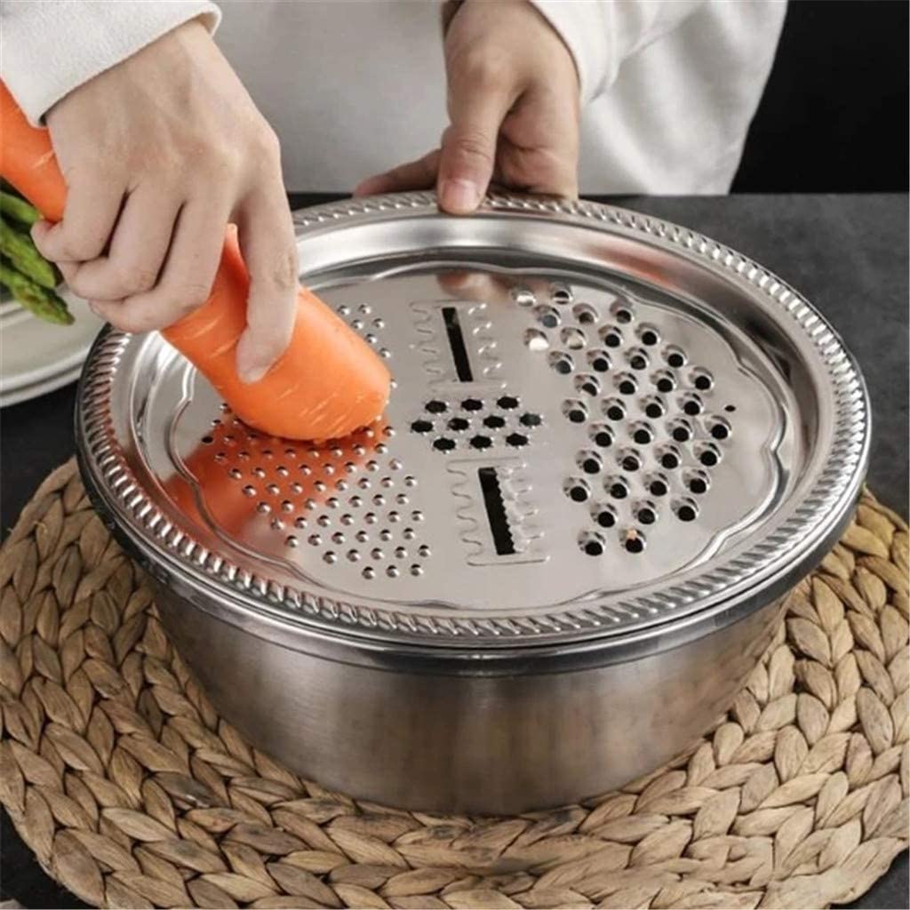 3 In 1 Multi-Purpose Stainless Steel Vegetable Cutter, Drain Basket& Grater