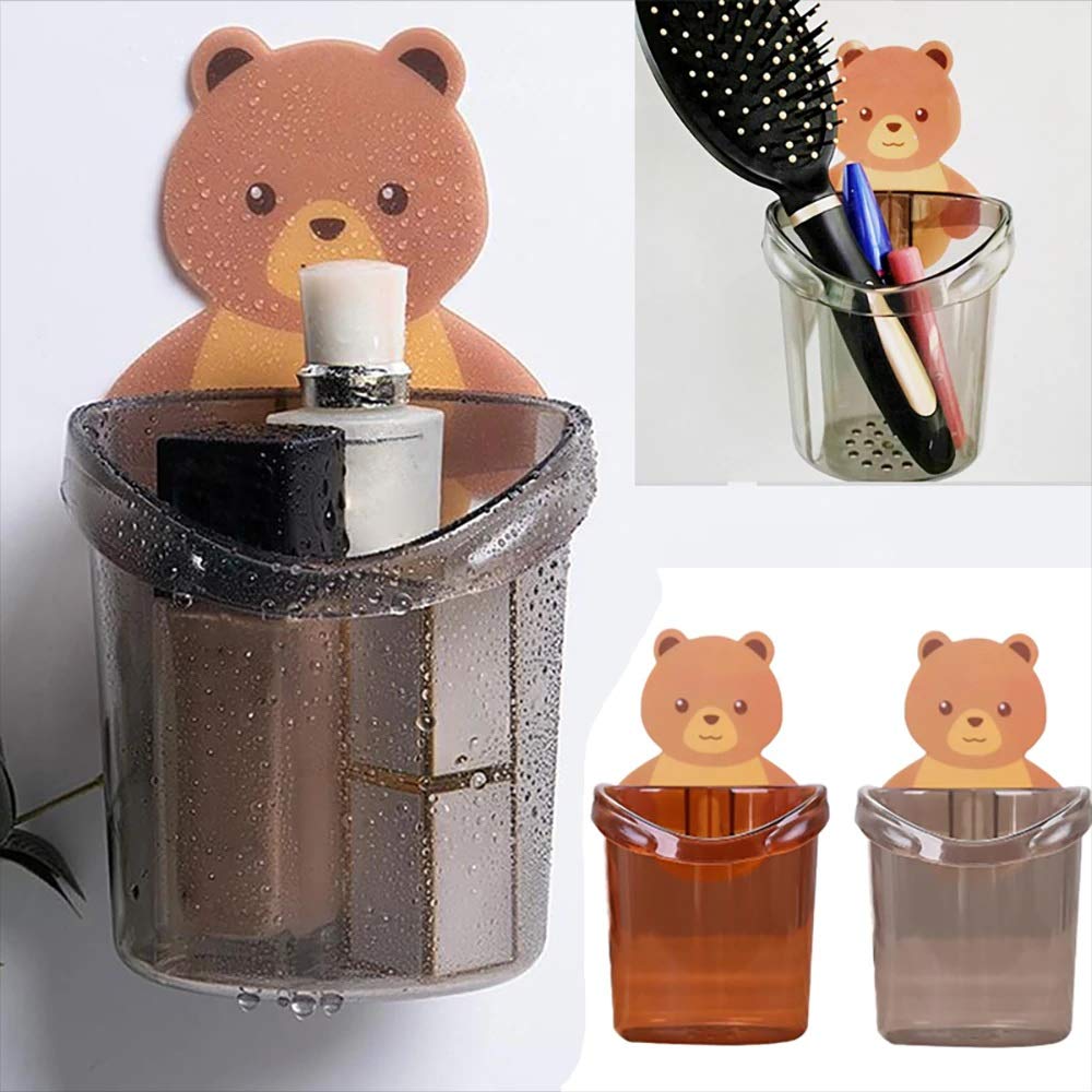 Wall Mounted Self Adhesive Teddy Bear  ToothBrush Holders