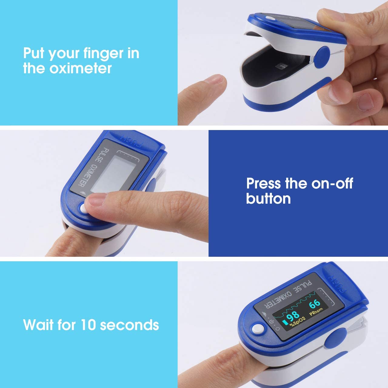 Finger Pulse Oxygen Meter with Audio Visual Alarm and Respiratory Rate