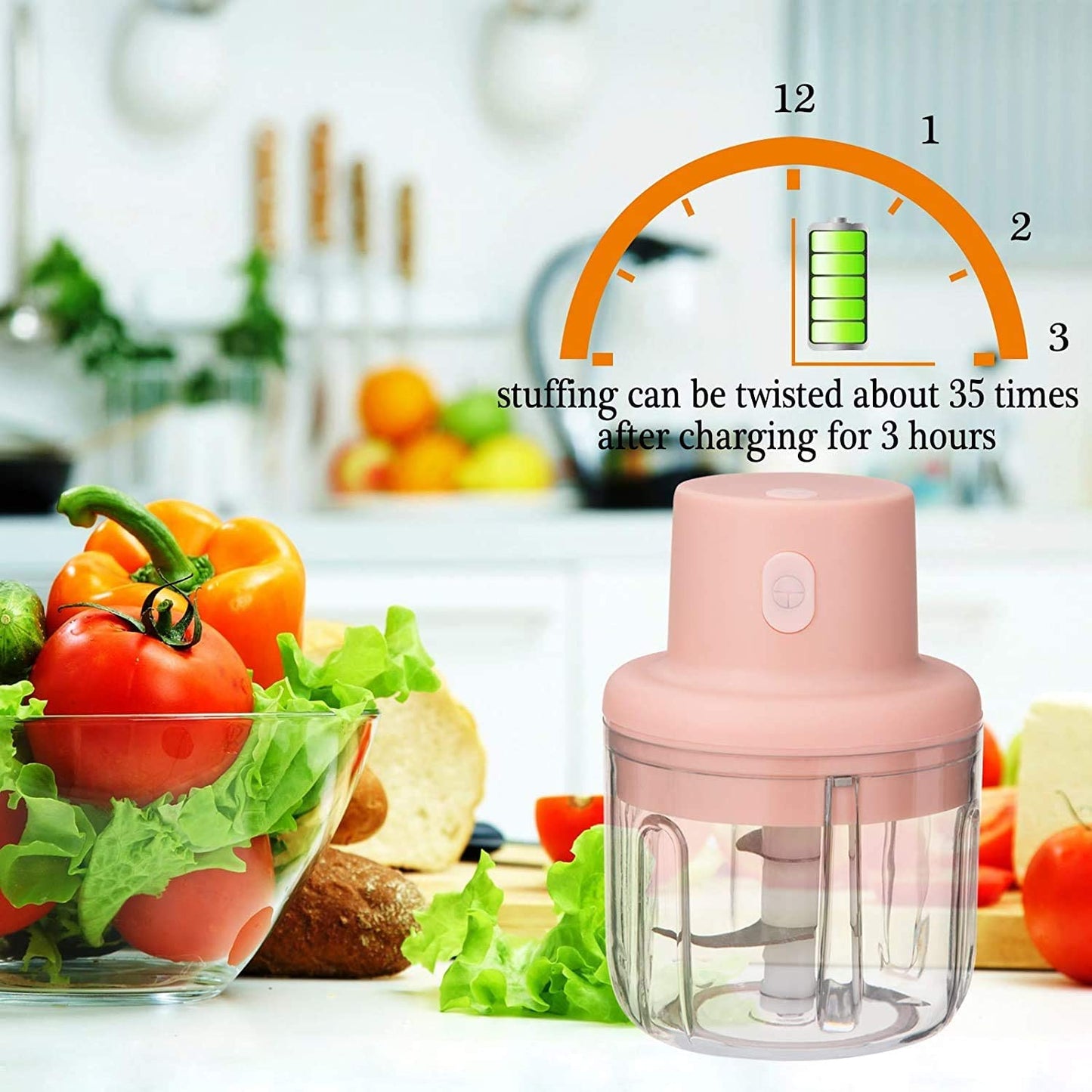 Portable Cordless Electric Mini Garlic Chopper (250 ML)