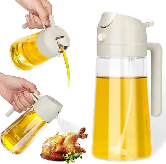 2 in 1 Glass Olive Oil Sprayer and Oil Dispenser || 14.5oz/450ml Oil Spray Bottle