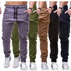 Wholesale autumn men's pants hip-hop harem jogging new men's trousers men's solid color multi-pocket overalls tights