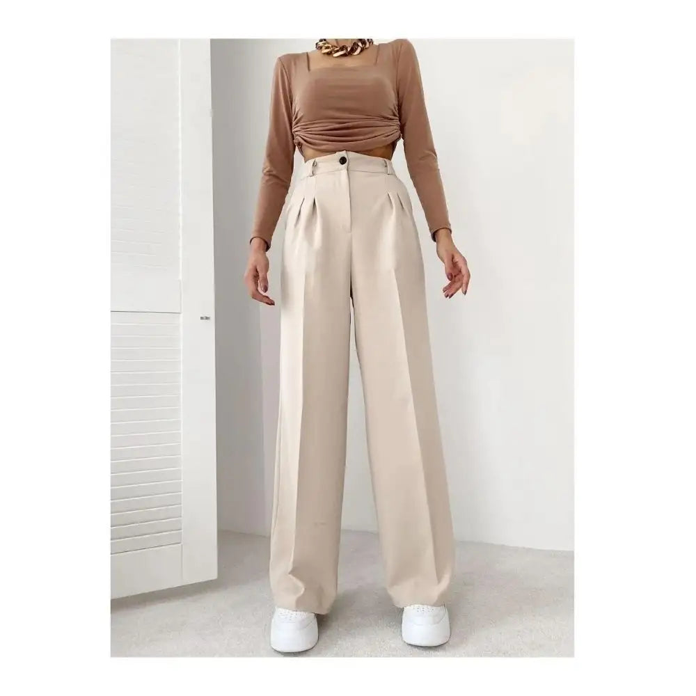 wide leg pants female summer high waist drape thin section new loose comfortable straight textured trousers