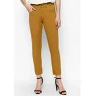 Khaki Trouser Pants Woven Solid Full Length Straight Blended Cotton Formal Skinny Casual Office Wear Women's