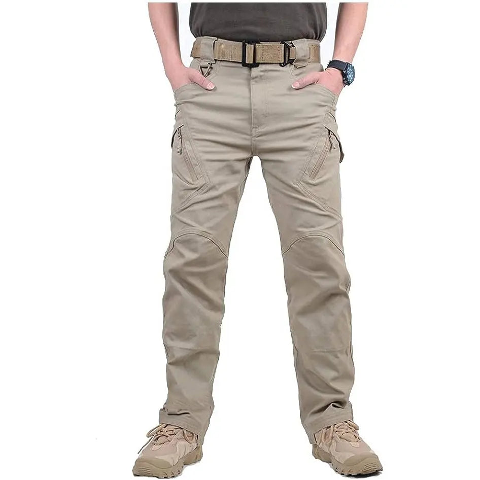 Men's Waterproof Pants Tactical Olive Combat Pants Hiking Multi Pockets Cargoes Trousers