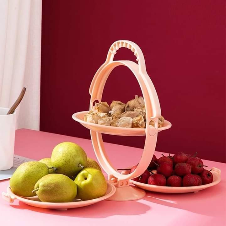 3 Plate Foldable Plastic Fruit, Vegetable ,Candy Basket Holder