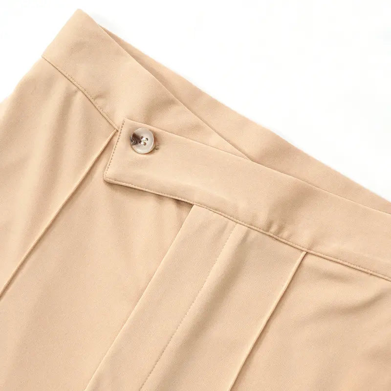 C230135 Daily Stretch Fabric Zipper Fly Long Straight Solid Formal Trousers Women's Clothing