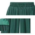 Women Chiffon Pleated Wide Leg Plus Size Pants Elastic Waist Loose Trousers Short Lining Summer Spring Casual Long Ninth