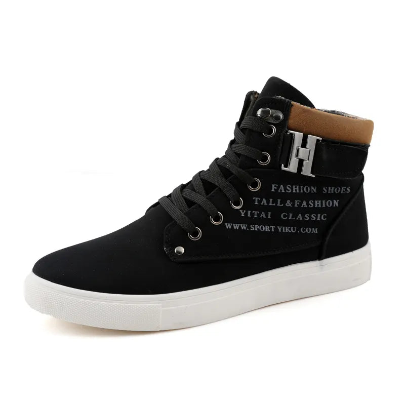 Zapatos Altos Original Quality Plush Comfortable Hot-Selling Mens%27s++ Mens Black High Top