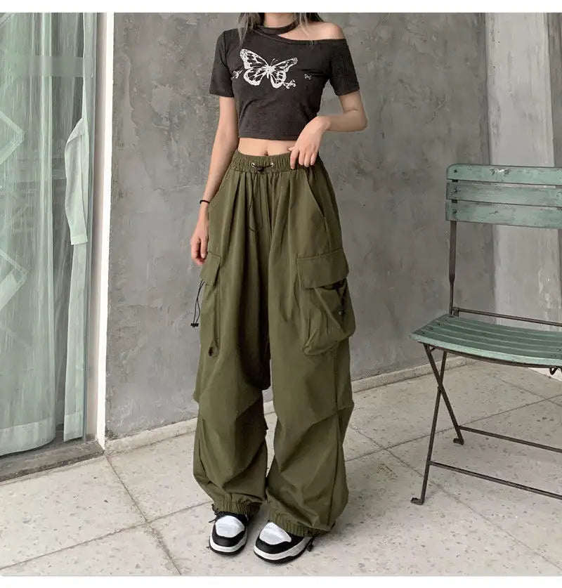 Fashion Streetwear Pants Straight Casual Cargo Pants Wholesale Summer Mujer Women High Quality Polyester Digital Printing