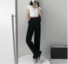 Fashion Casual Solid Color Wide Leg Pants High Waist Drawstring Women