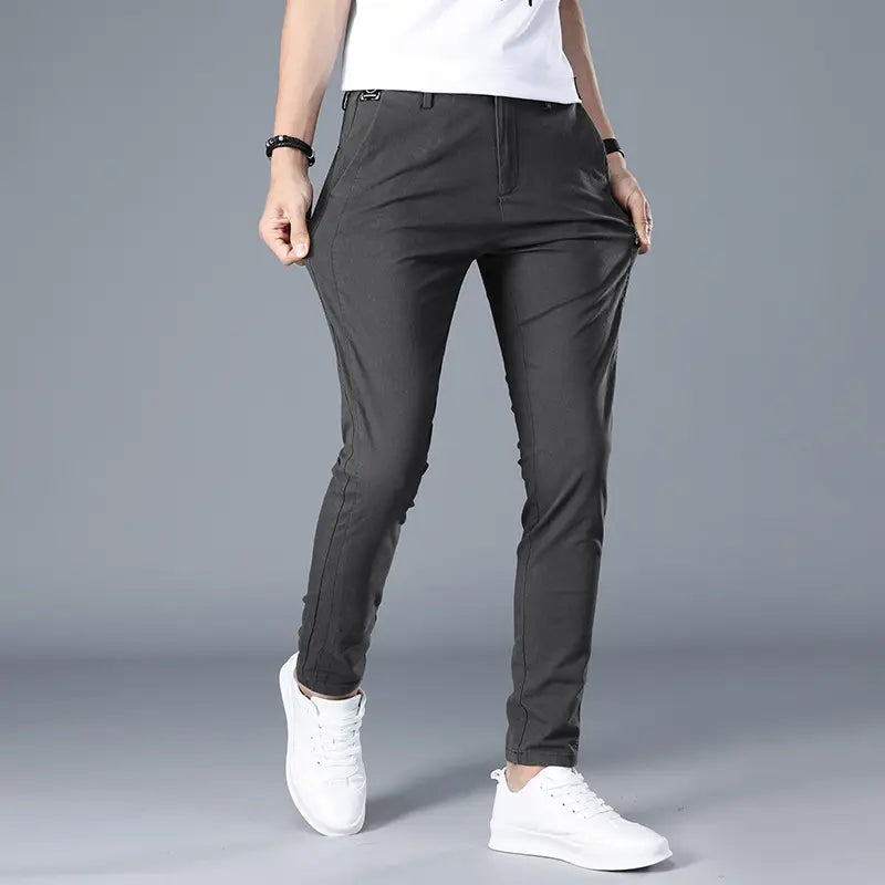 Custom Logo Casual Formal Luxury Trousers Cotton Plaid Slim Fit Side Pocket Zipper Work Cargo For Men