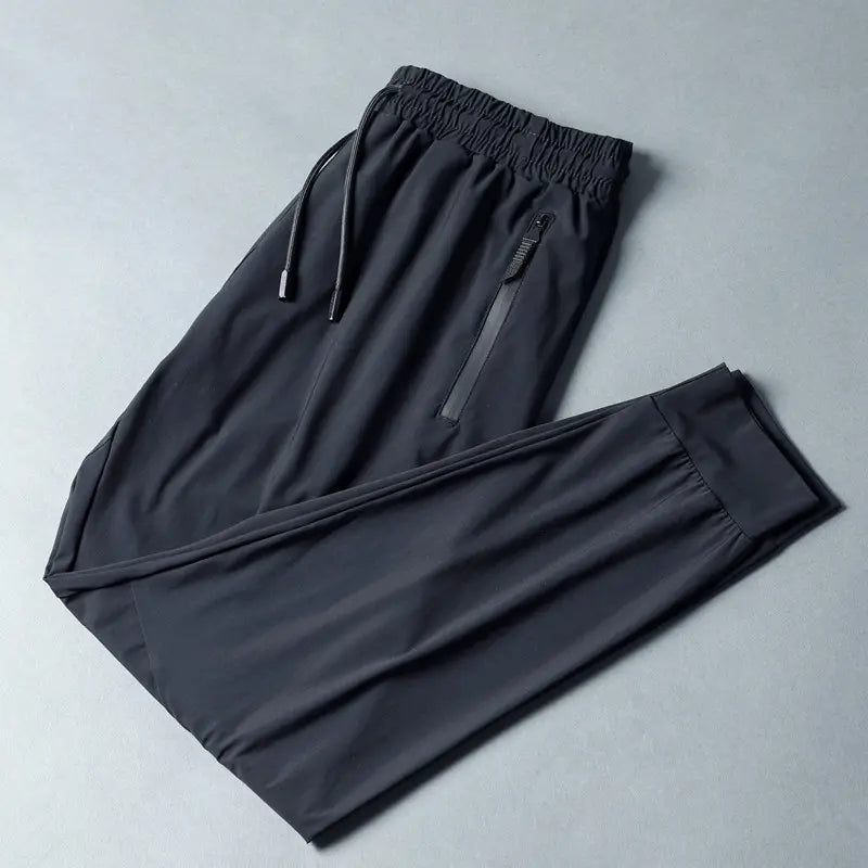 Quick-drying sports leisure trousers ice silk elastic waist sports breathable polyester spandex running