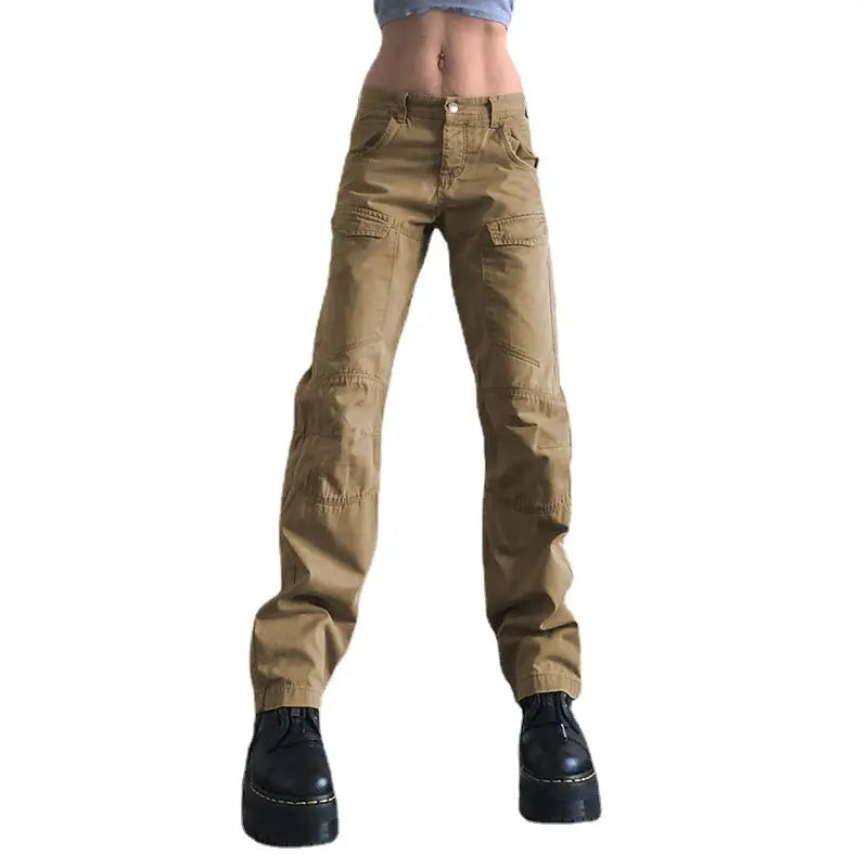 Hot Sale Hip Hop Girls Trousers Streetwear baggy Multi Pockets Wide Leg Casual Women Cargo