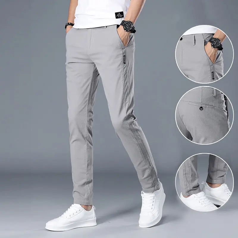 Custom Logo Casual Formal Luxury Trousers Cotton Plaid Slim Fit Side Pocket Zipper Work Cargo For Men