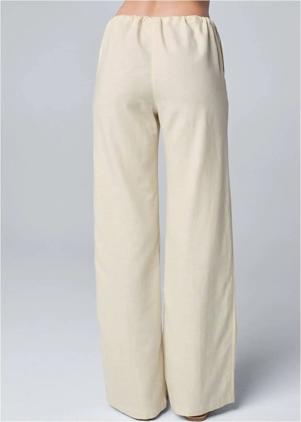 Wholesale Casual Soft Ladies Wide Leg Linen Pants Women With Drawstrings