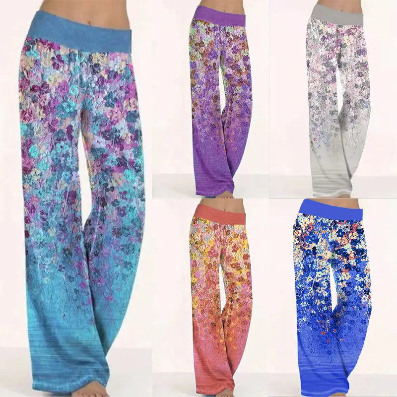 Factory Hot Sale square Pants Fashion Summer Trousers Women Positioning Print Yoga Wide Legs