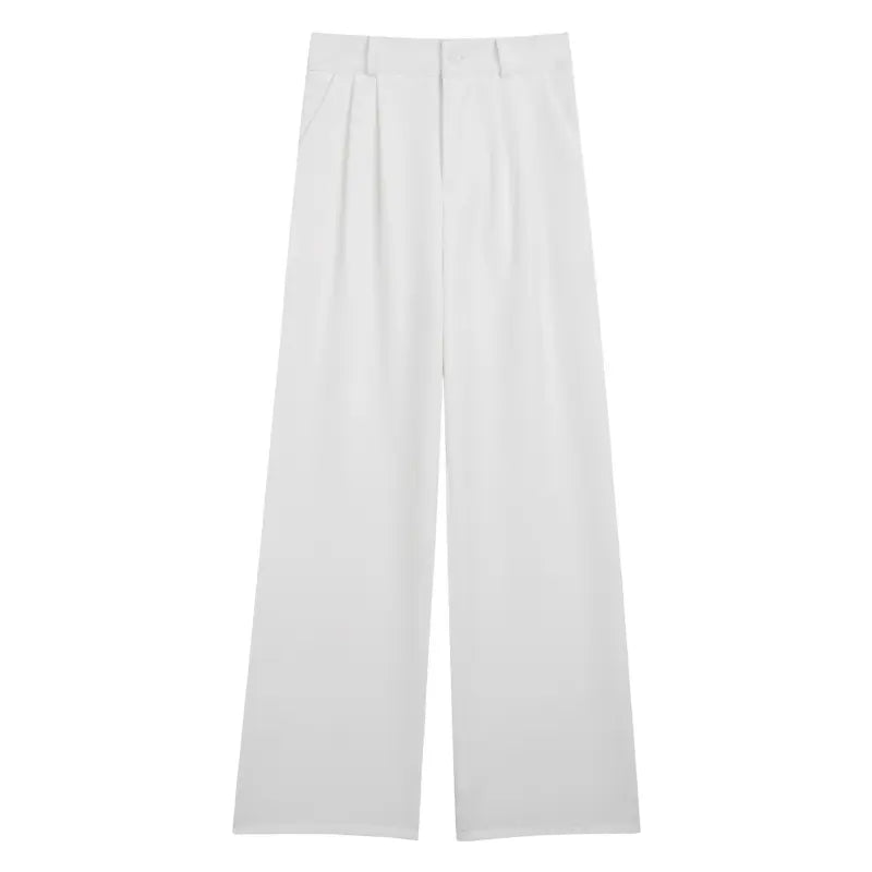 Fashion Casual Solid Color Wide Leg Pants High Waist Drawstring Women