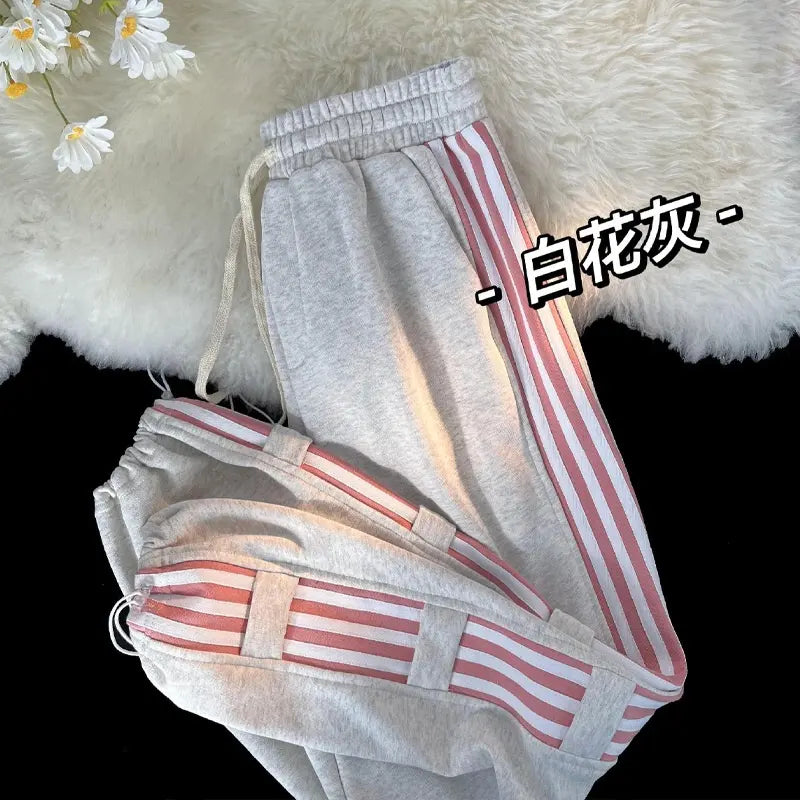 new pink stitching sports pants women's summer thin hip-hop casual all-match loose-fitting