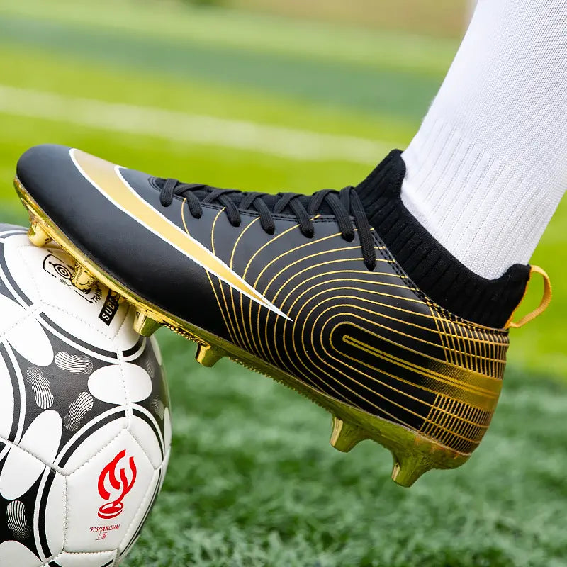 High Top Golden Youth Training Athletic Sneaker Mens Soccer Cleats Cr7 Football Boots Spikes