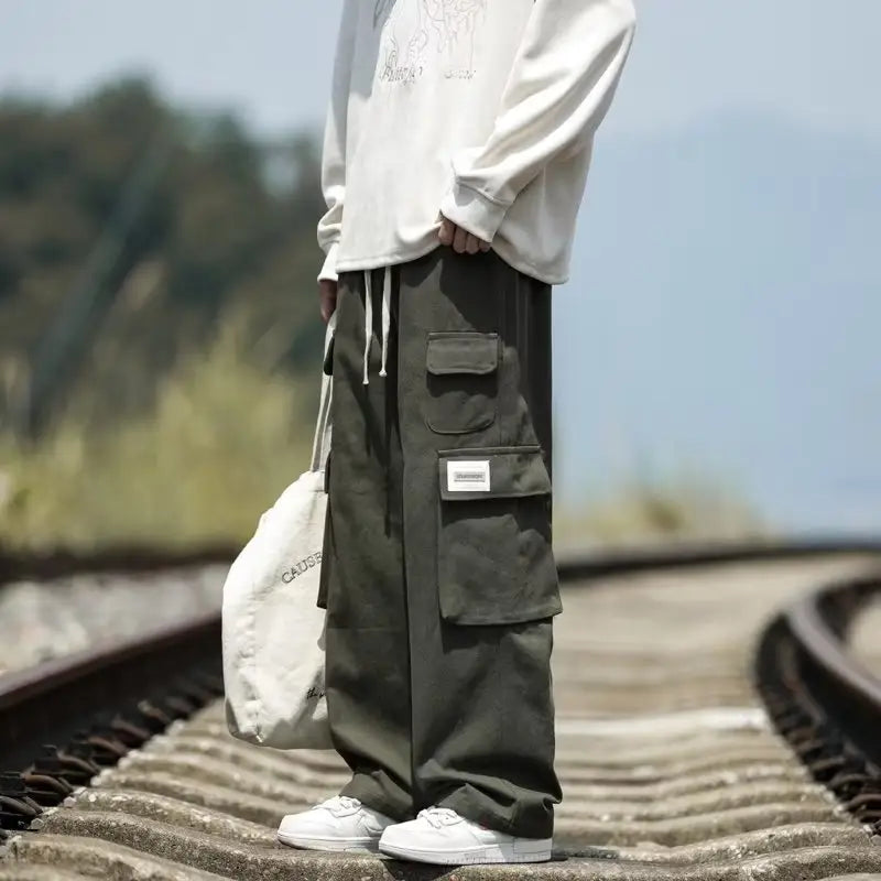 Quality Wholesale men wide leg pants Baggy cargo men Cheap khaki men cargo work