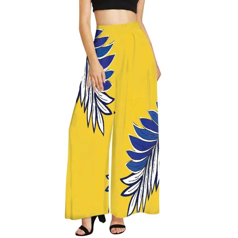 Wide Leg Pants for Women Polynesian Custom Puletasi Style High Waist Leg Palazzo Print On Demand Yoga Long Office Trousers