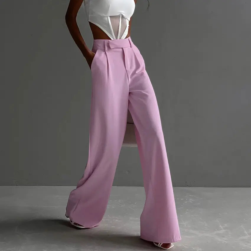 Custom Hight Quality Baggy Sagging Sensation Wide Leg Casual Loose Women Pink Suit