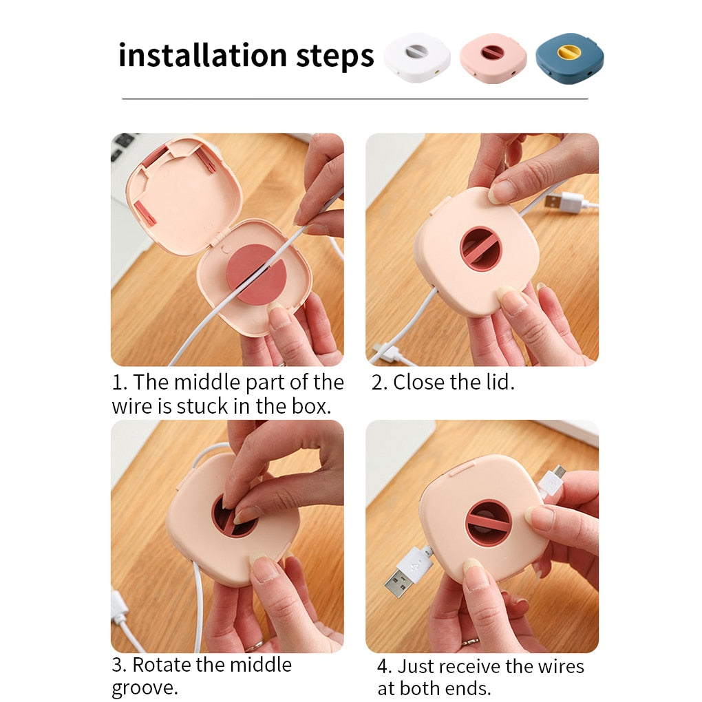 All In One Cable Organizer Rotating Cable Winder Box