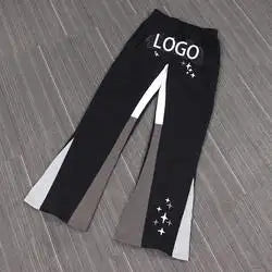 Custom logo fleece joggers men sweatpants french terry baggy stacked flare sweat