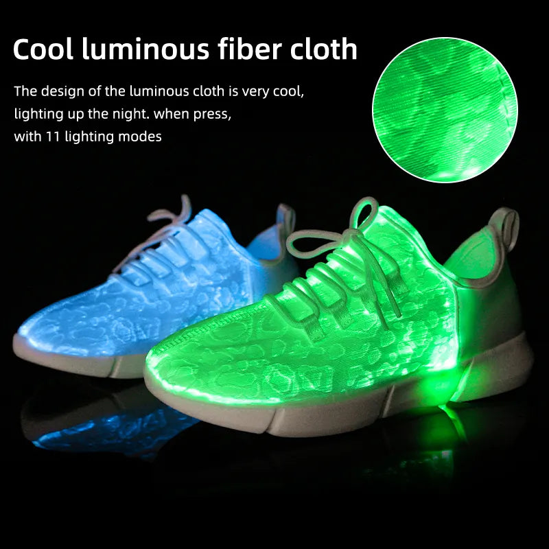 LED glowing optic fiber shoes sport sneakers running popular for party/ scooter/concert