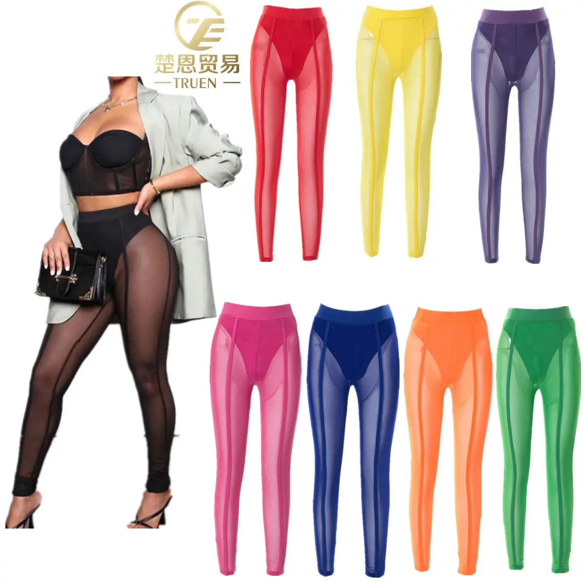 new arrivals women's pants & trousers sexy high waist sheer see through mesh scrunch butt womens leggings with panties