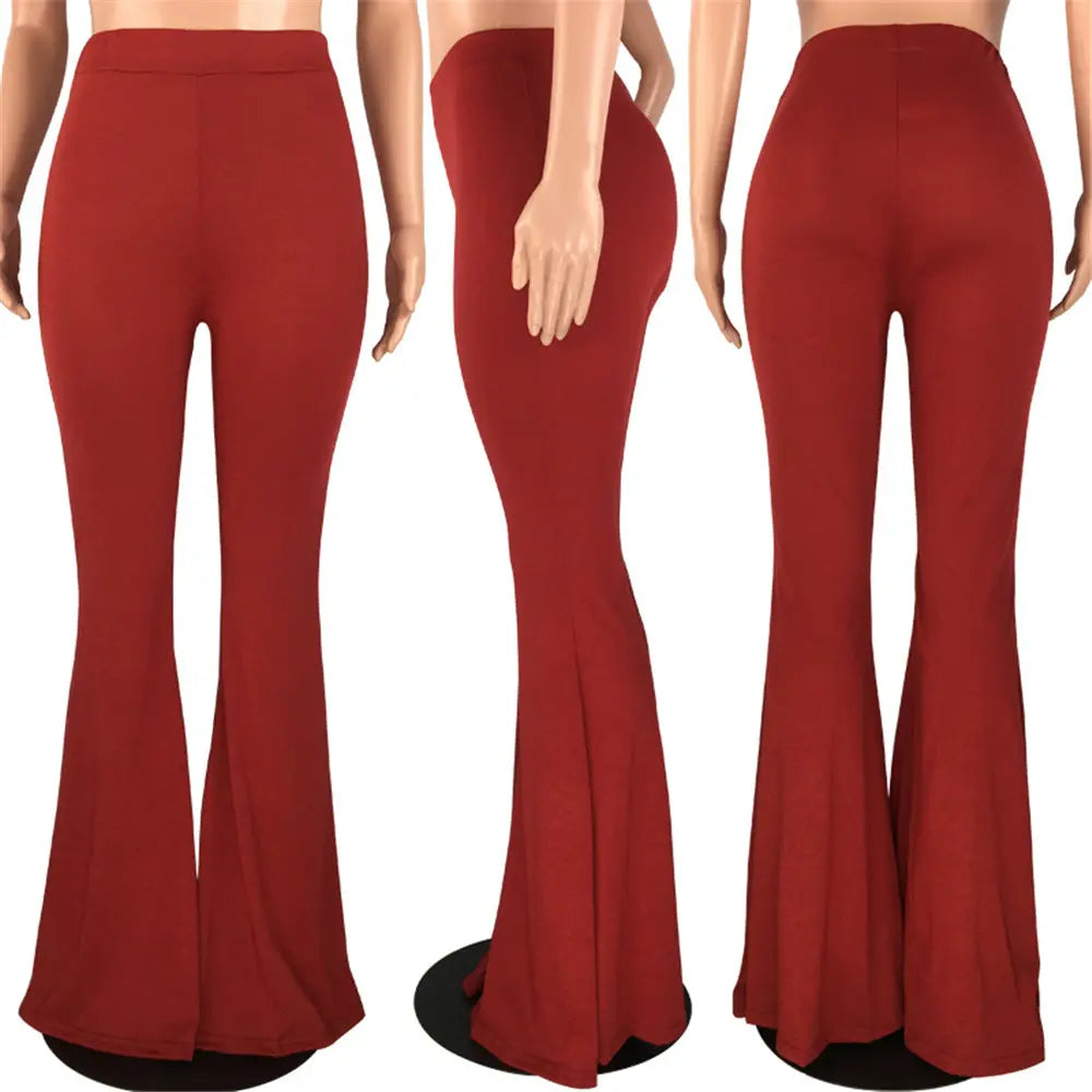 New Arrival Women Fall 4Xl Plus Size Casual Flare Trousers Bell Bottom Flare Yoga Wide Leg