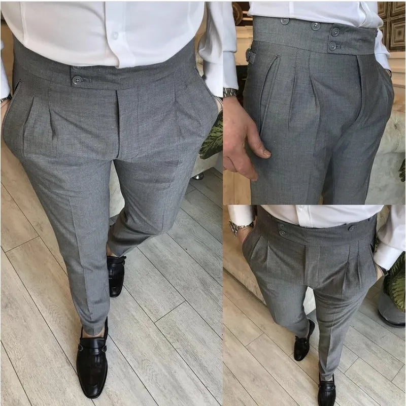 Slim Fit Double Pleated 1 Piece Men Pant Only Grey Black Stylish Formal Men suit Trousers Design Custom Made