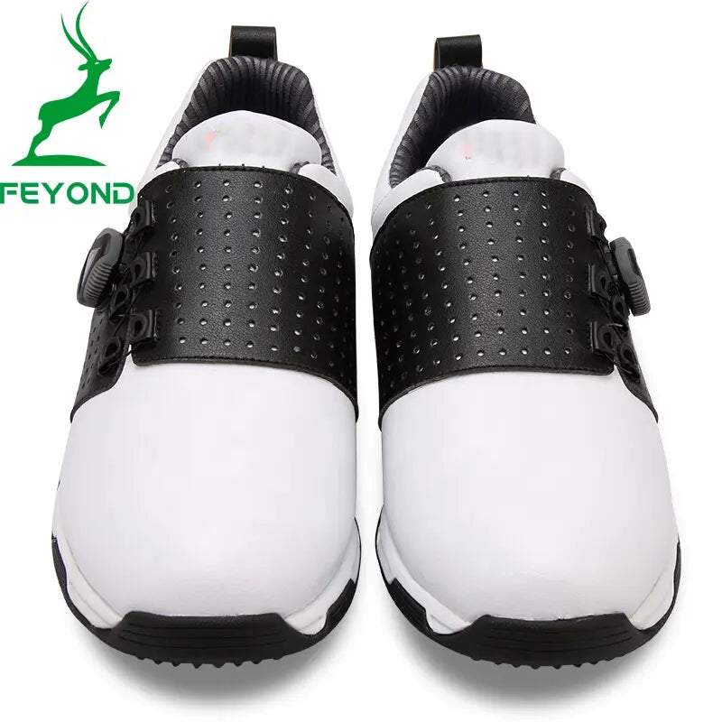 Golf Men Shoes Super Leather Sport Shoes Waterproof Lightweight Knob Buckle Shoelace Sneakers Anti Skid Non-Slip Trainers