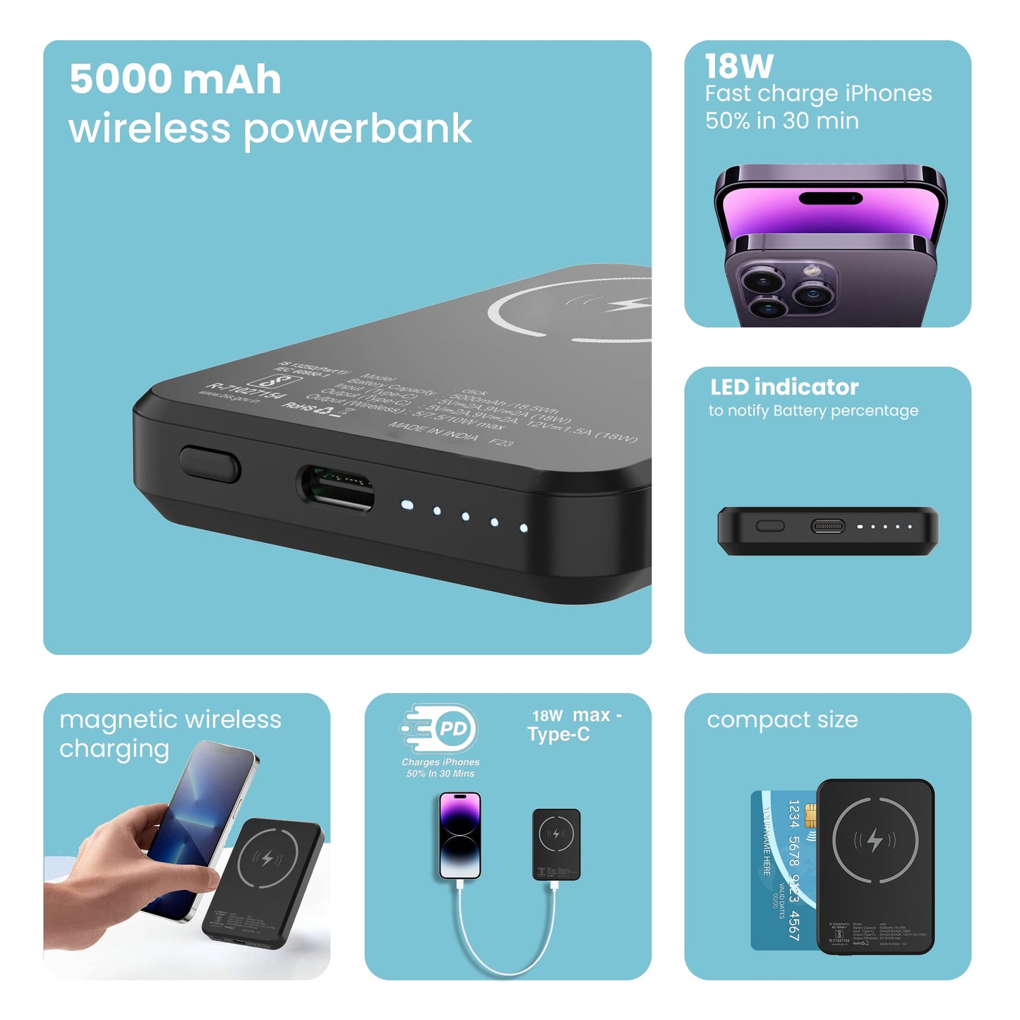 Click 5000mAh Magnetic Wireless Powerbank