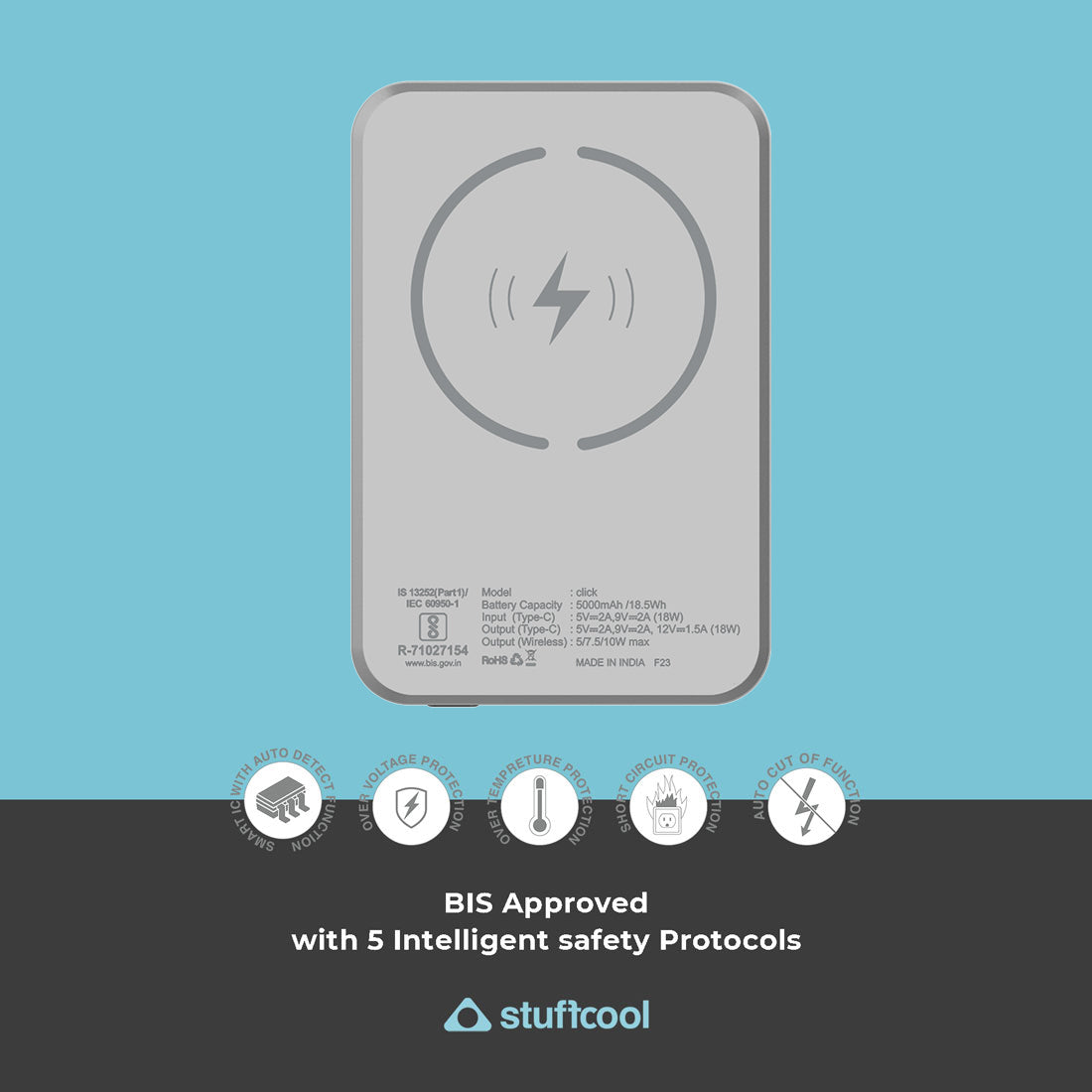 Click 5000mAh Magnetic Wireless Powerbank