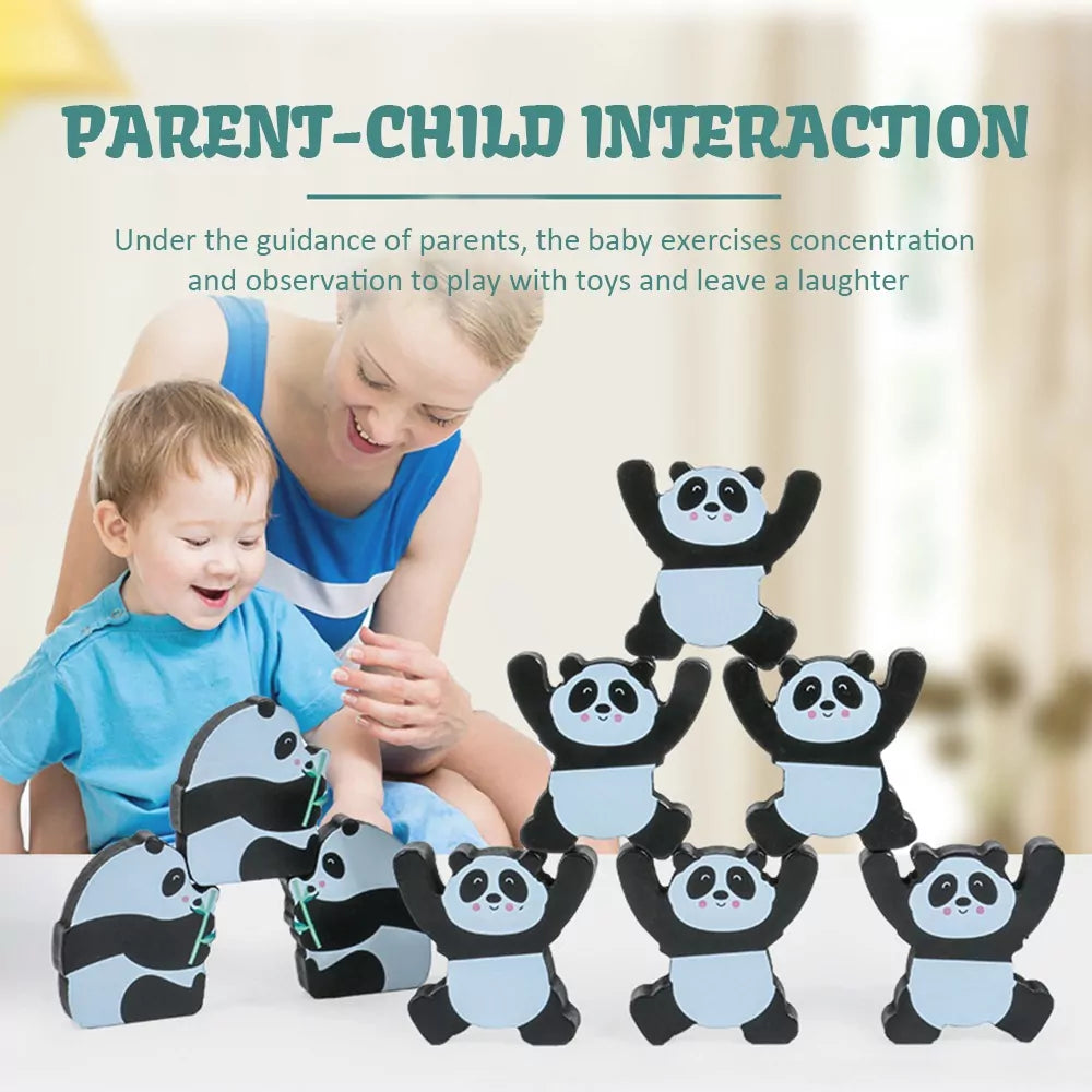 ����  Wooden Panda Balance Block game  (Pack of 12)