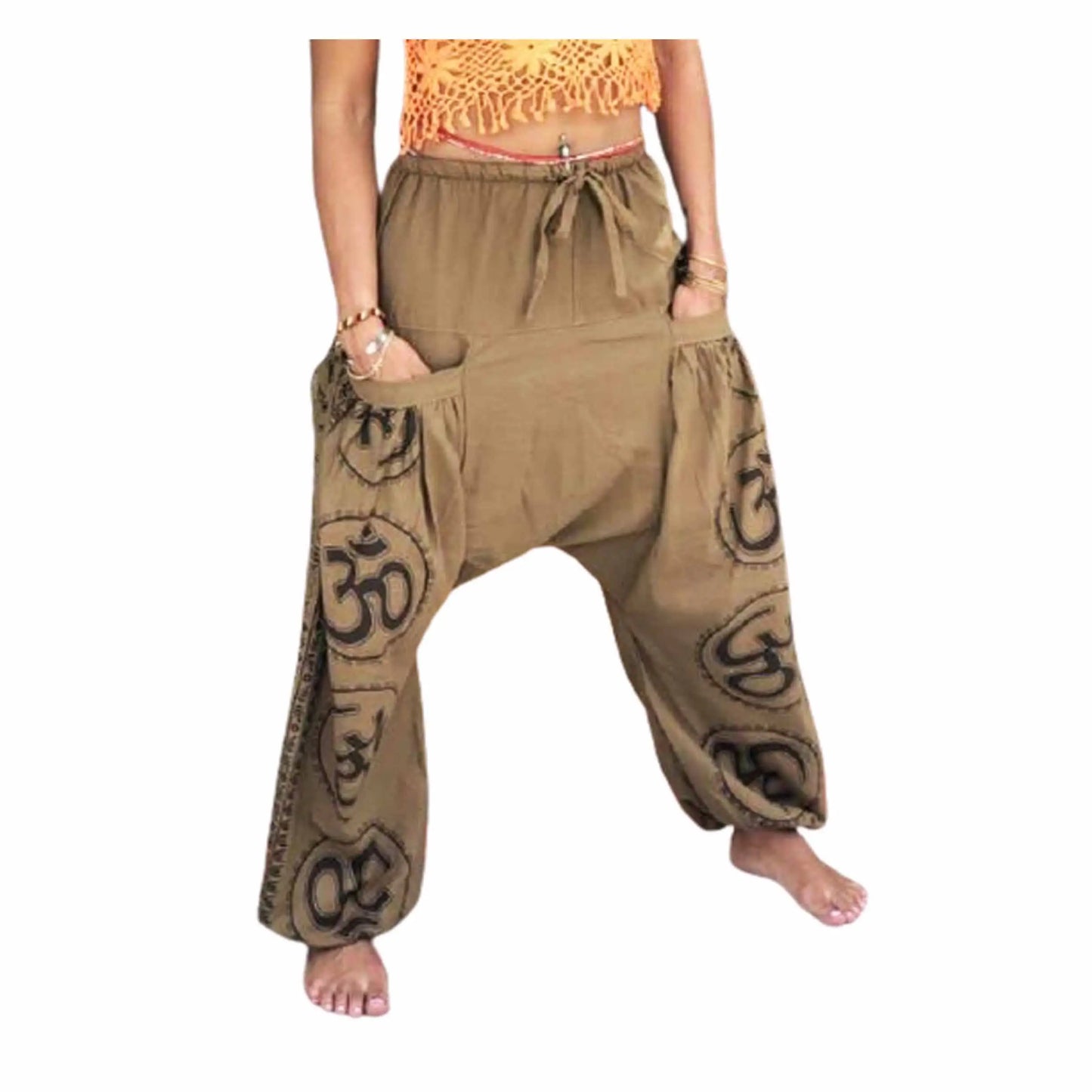 Cotton Women's Pants Casual New Fashion Patchwork Printed Baggy Thai Harem Long Jogger Trousers With Side Pockets