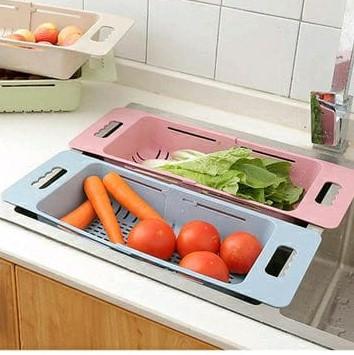 Kitchen Colander Fruit Vegetable Washing Basket Foldable Strainer Collapsible Drainer Sink Adjustable Tool