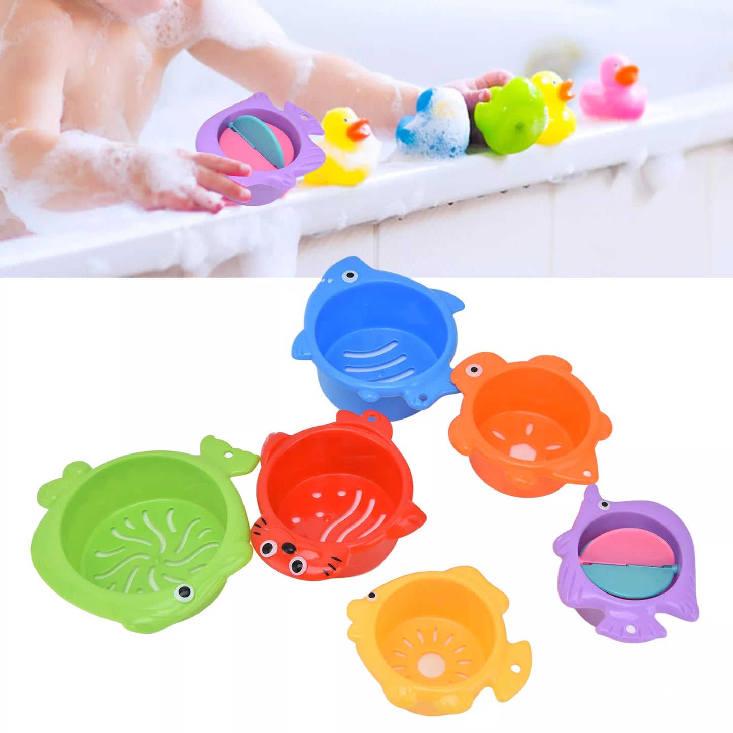 Fish Shape Stacking Cups Baby bath Toy (pack of 6)