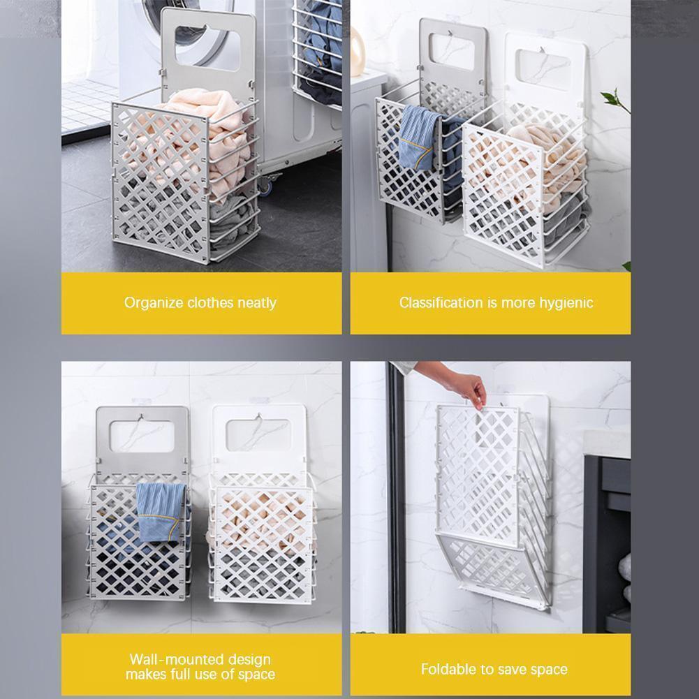 SpaceSaver Wall Basket- Foldable Dirty Clothes Basket