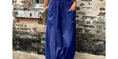 Plus Size Women’s Loose-Fit Cargo Trousers Anti-Pilling Linen Wide Leg Women’s Cargo in Size 3XL