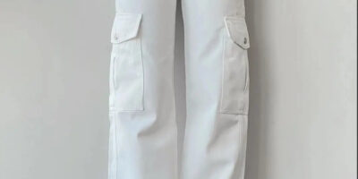 2024 New women’s solid color all-matching casual mid-waist trousers wide leg cargo